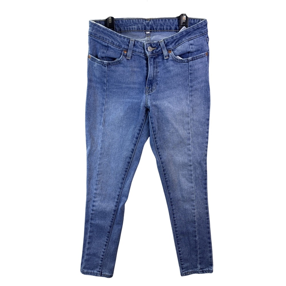 Levi's Skinny Jeans Womens 27 (28x26) Blue Seam Front High Rise‎ Stretch Denim